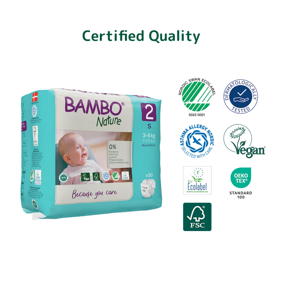 Bambo Nature Diapers size 2, (3-6 kg / 7-13 lbs), 30 pcs