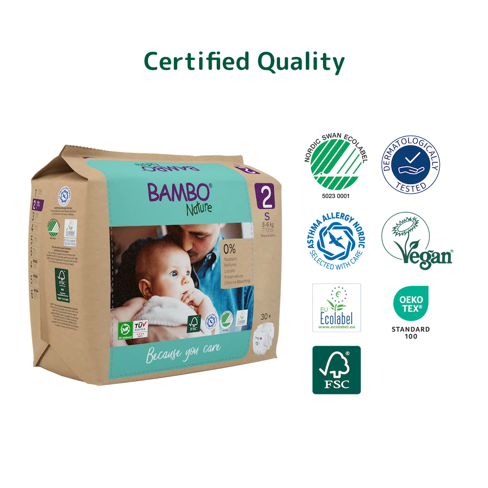 Bambo Nature Diapers size 2, (3-6 kg / 7-13 lbs), 30 pcs