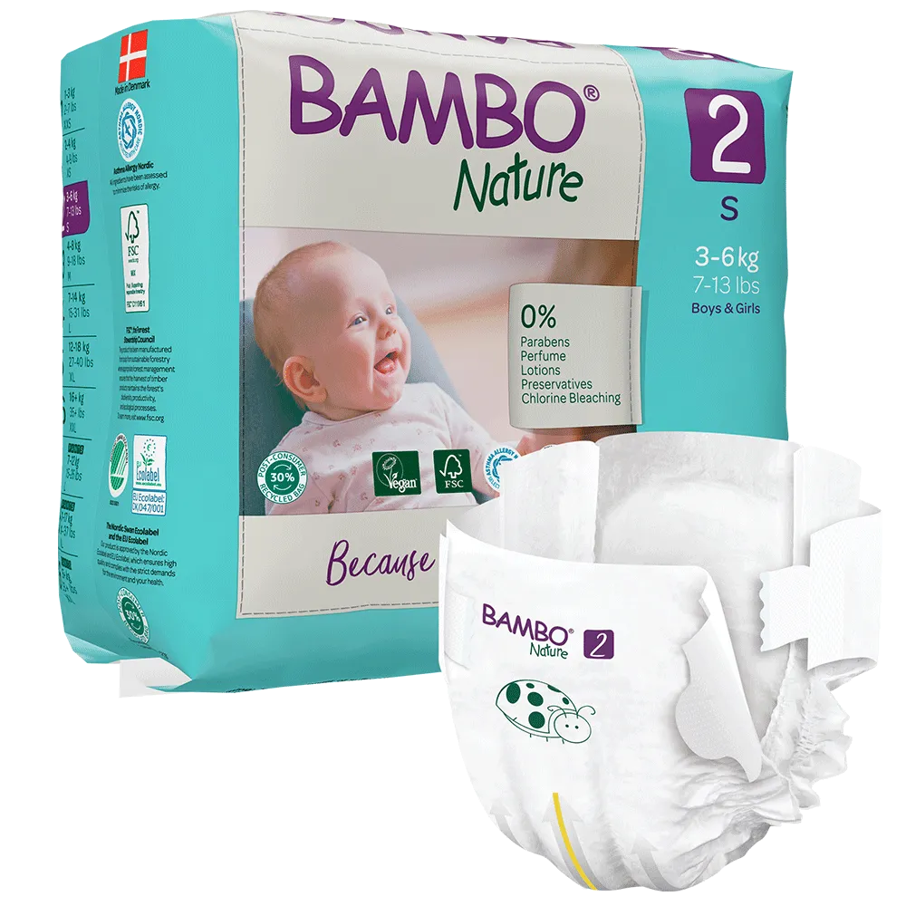 Bambo Nature Diapers size 2, (3-6 kg / 7-13 lbs), 30 pcs