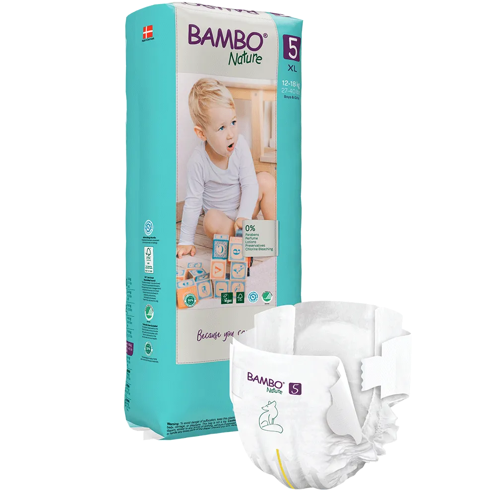 Bambo Nature Diapers size 5, (12-18 kg / 27-40 lbs), 44 pcs