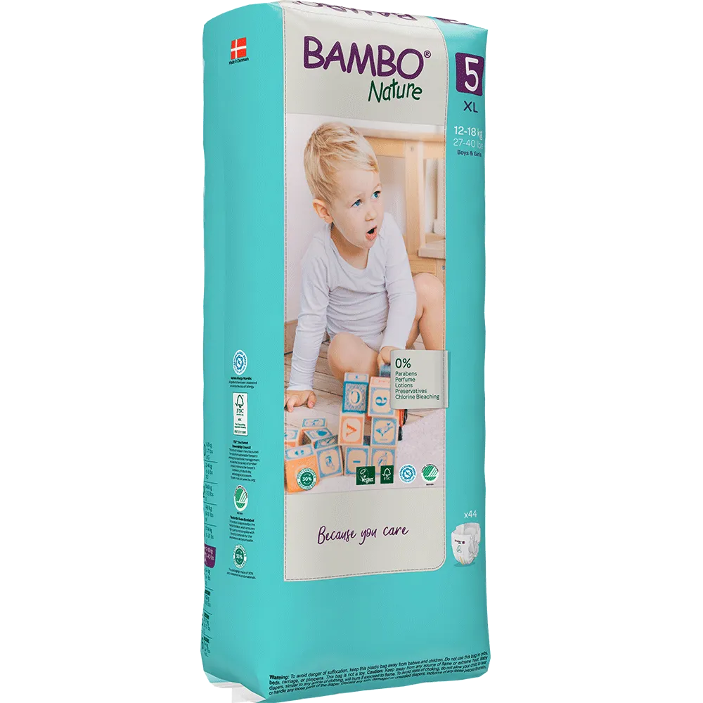 Bambo Nature Diapers size 5, (12-18 kg / 27-40 lbs), 44 pcs