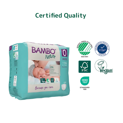 Bambo Nature Diapers size 0, (1-3 kg / 2-7 lbs), 24 pcs