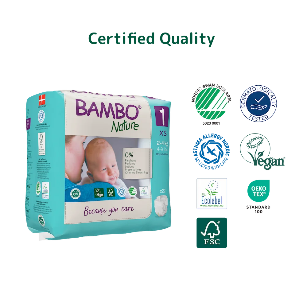 Bambo Nature Diapers size 1, (2-4 kg / 4-9 lbs), 22 pcs