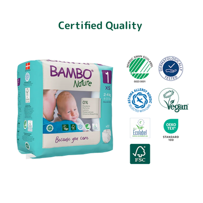 Bambo Nature Diapers size 1, (2-4 kg / 4-9 lbs), 22 pcs