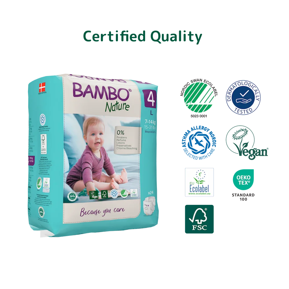 Bambo Nature Diapers size 4, (7-14 kg / 15-31 lbs), 24 pcs