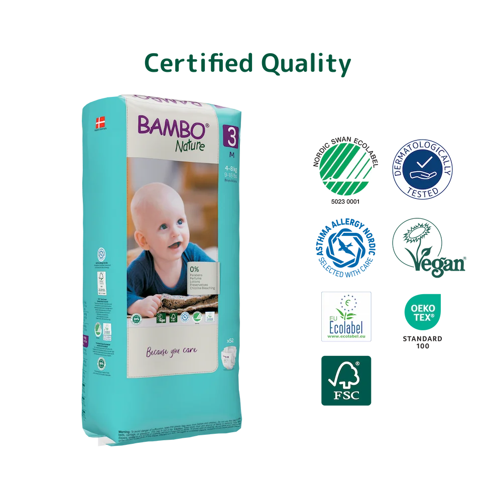 Bambo Nature Diapers size 3, (4-8 kg / 9-18 lbs), 52 pcs