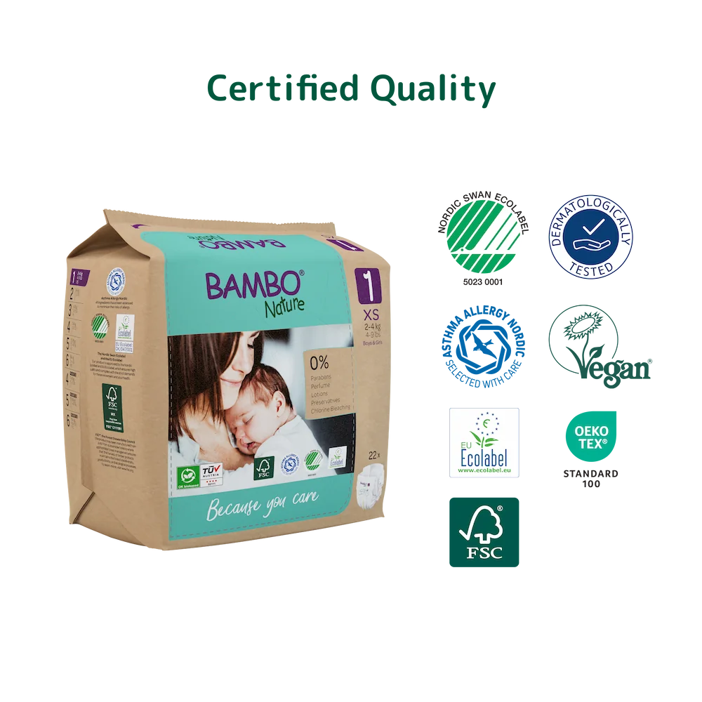 Bambo Nature Diapers size 1, (2-4 kg / 4-9 lbs), 22 pcs