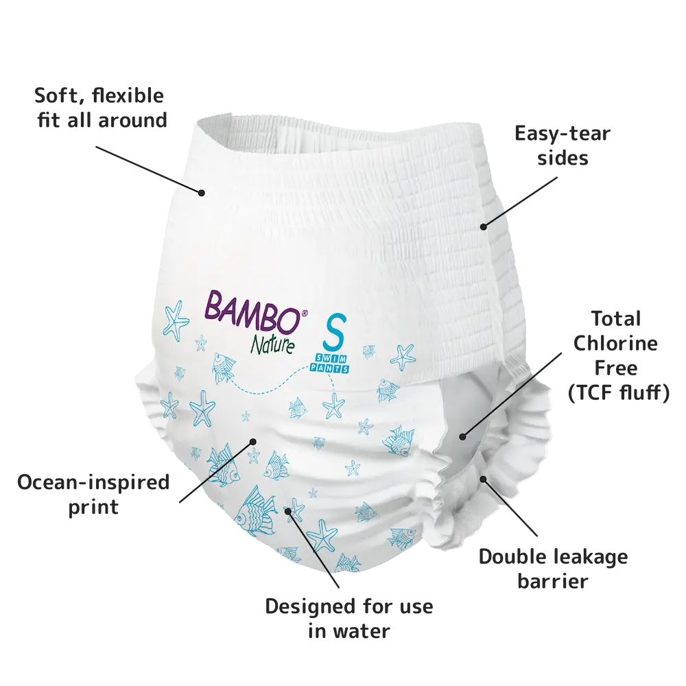 Bambo Nature Swim Pants Size S (7-12 kg / 15-26 lbs), 12 pcs