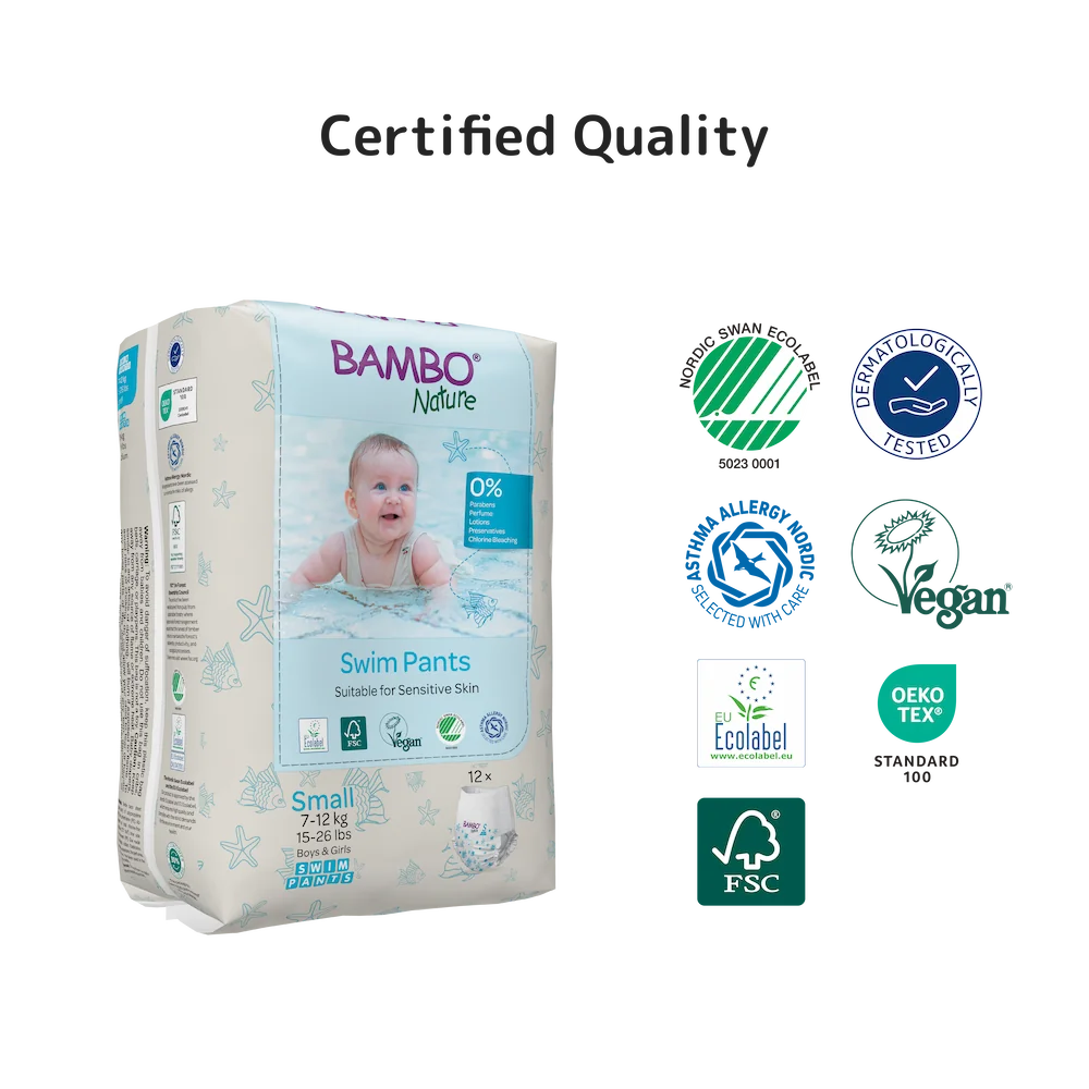 Bambo Nature Swim Pants Size S (7-12 kg / 15-26 lbs), 12 pcs