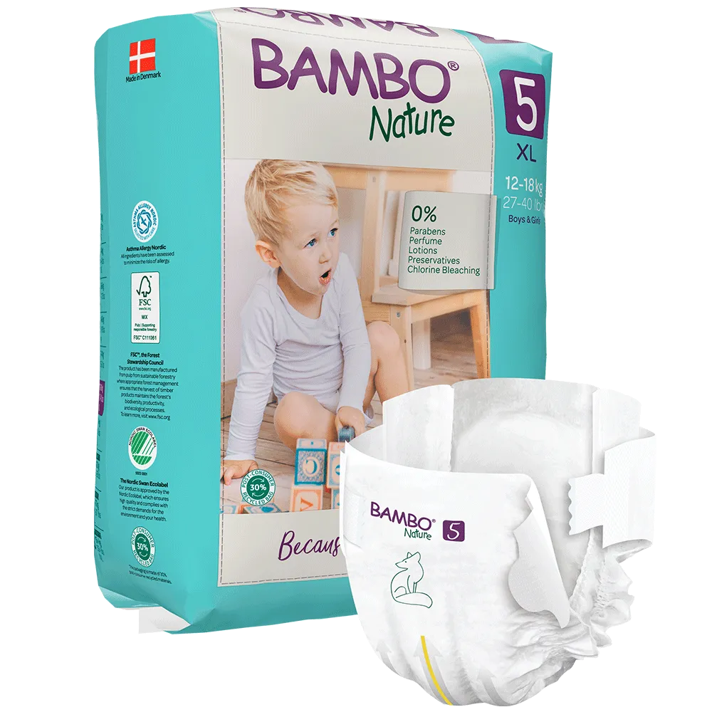 Bambo Nature Diapers size 5, (12-18 kg / 27-40 lbs), 22 pcs