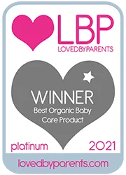 Loved by Parents award badge for best organic baby care product in 2021