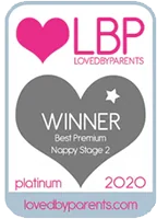 Loved by Parents award badge for Best Premium Nappy Stage 2 Winner 2020