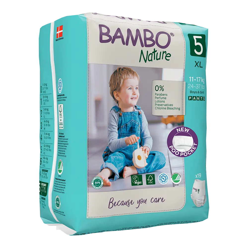 Bambo Nature Pants size 5, 11-17 kg, with poo pocket