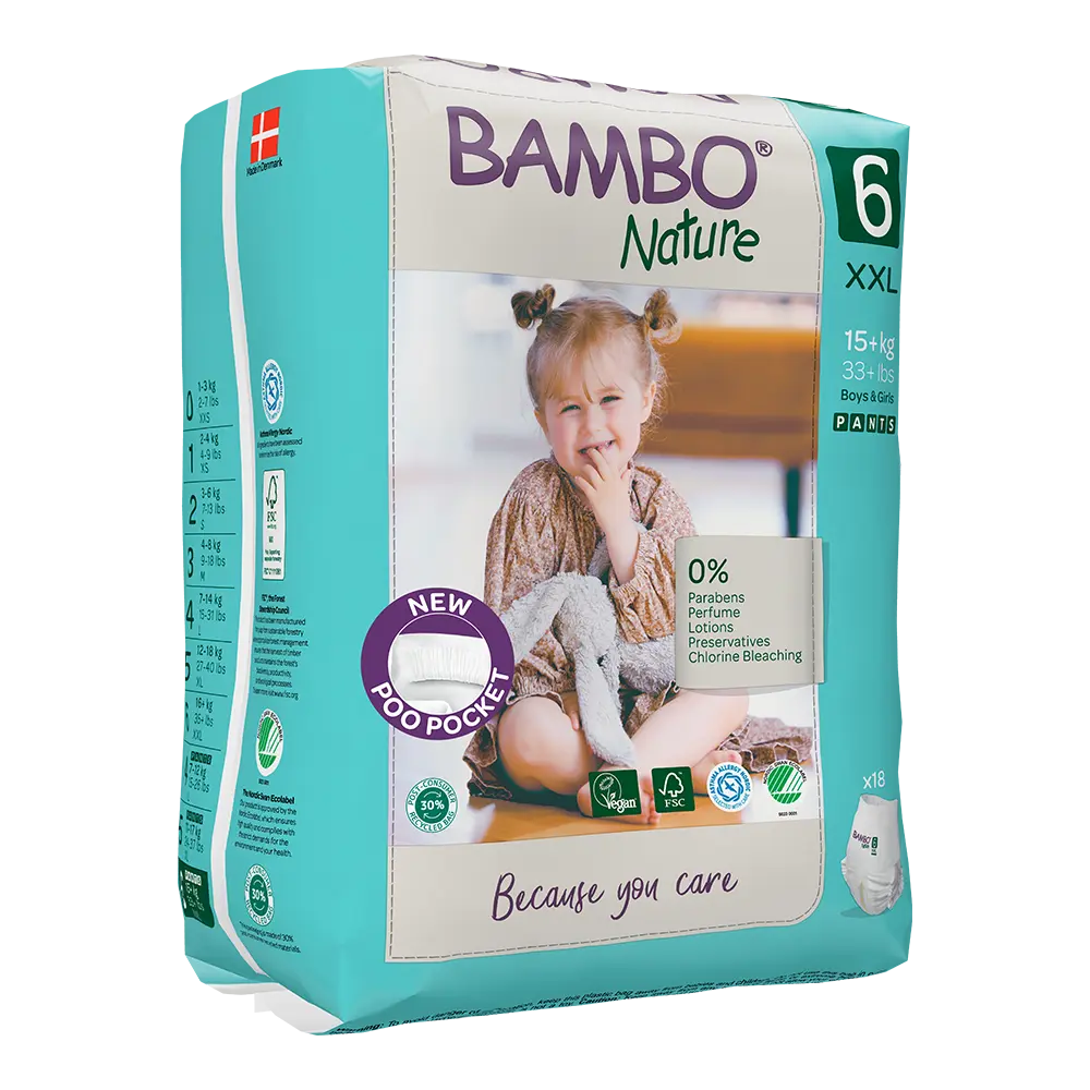 Bambo Nature Pants size 6, 18 pcs, with new poo pocket feature