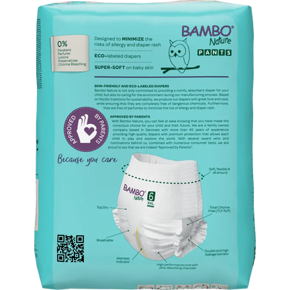 Bambo Nature Pants size 6 back packaging with key features